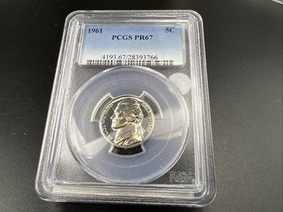 1961 P 5c Jefferson Nickel Proof Coin PCGS PR67 Some toning #6