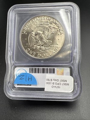 1974 D $1 Ike Eisenhower Clad Copper Nickel Dollar Coin ICG MS67 #06