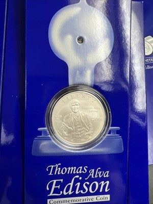 2004 P Thomas Edison Silver Dollar Light Box Coin US Mint Set Gem BU $1 Coin #B