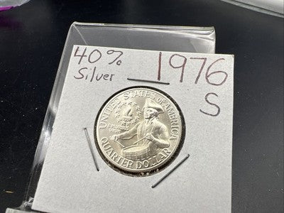 1976 S 25c Bicentennial 40% Silver Quarter Coin Gem BU UNC SKU#C