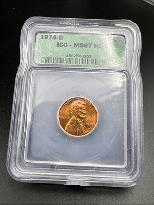 1974 D 1c Lincoln Memorial Cent Penny ICG MS67 #202