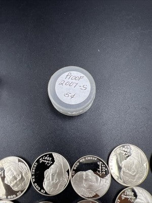 2007 S 5c Proof Jefferson Nickel 40 Coin Roll Choice Proof