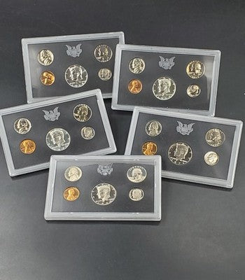 5 Set US OGP Clad Proof Set Lot Collection 1968 - 1972 S - 5 Total sets 25 Coins