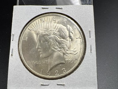 1923 P $1 Peace Silver Dollar Coin Reverse Lamination Error CH BU