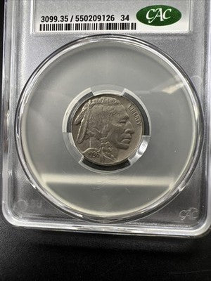 1936 P 5c Buffalo Nickel Coin CAC VF35 Choice Very Fine Circulated Certified