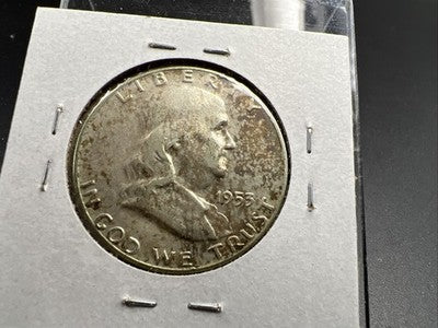 1953 P Franklin Half Dollar Silver Coin Circ Nice Toning Toner XF SK#a