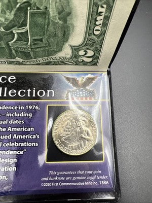 United States Bicentennial Collection BU 1976 Quarter & 2013 $2 FRN UNC