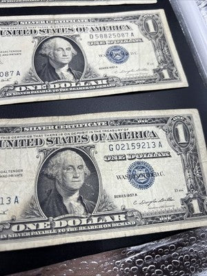 Lot of 10 1957 / 1935 $1 One Dollar Silver Certificate Blue Seal Notes VG + #783