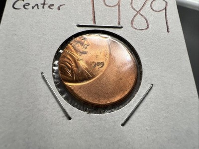 1989 1c Lincoln Memorial Cent Penny 50% Off Center BU UNC sk#3A
