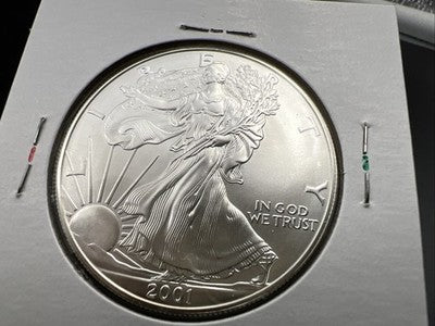 2001 1 Oz ASE American Silver Eagle Coin Gem BU UNC Halo Toning Toner SKU#A