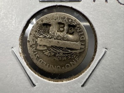 1916 P Mercury Silver Dime Coin WBE Counterstamped AG/G Details