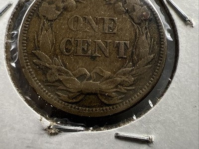 1858 1c Flying Eagle Cent Coin Low Leaves FS-901 Variety Fine Circ