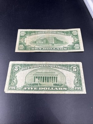 FRN Collector's Lot 1950 $5 & 1950 A $10 Federal Reserve Note Bills VG Circ #432