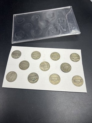 1942 1943 1944 1945 Complete 11 Coin US 35% Silver War Nickel Coin Set in Card J