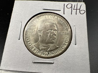 1946 P Booker T Washington Silver Half Dollar Coin BU UNC SK#a