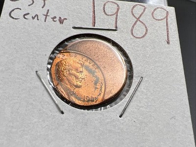 1989 1c Lincoln Memorial Cent Penny 45% Off Center BU UNC sk#3B