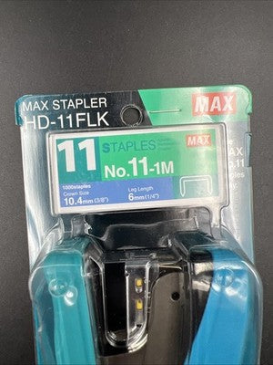 HD-11FLK Max Flat Clinch Stapler for 2x2 Coin Flips Stapler Blue Hand Size New