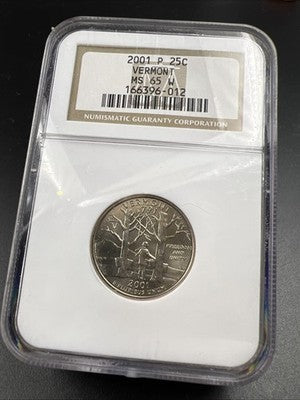 2001 P Vermont Statehood Quarter NGC MS65 W #012
