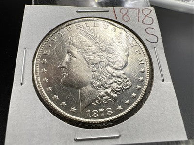 1878 S $1 Morgan Silver Dollar Coin AU Details Shiny Nice Look SK#A