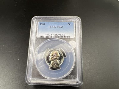 1961 P 5c Jefferson Nickel Proof Coin PCGS PR67 Some toning #6