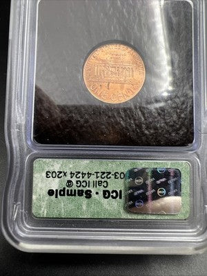 ICG Intercept Shield Sample Slab 2000 D 1c Lincoln Cent Toned in Holder