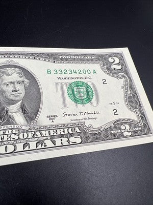2017 A $2 Two Dollar Federal Reserve Note UNC Neat Serial #200