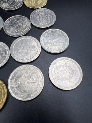 Lot of 20 $1 Casino Dollar Gaming Tokens Metal Circulated Conditions SKU#7543