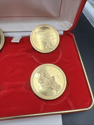 4 Coin Olympian Medallion Set In Red Display Box