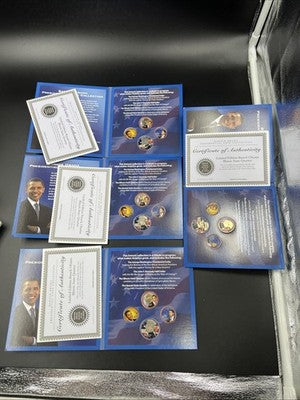 Lot of 16 Barack Obama Colorized US UNC Coins in Boxes Display Folders