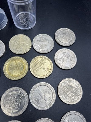 Lot of 20 $1 Casino Dollar Gaming Tokens Metal Circulated Conditions SKU#7536