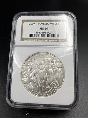 2007 P Jamestown Commemorative 90% Silver Dollar NGC MS69 #003