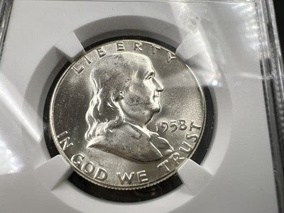 1958 P 50c Franklin Silver Half Dollar Coin CH BU MS64 NGC Certified #024