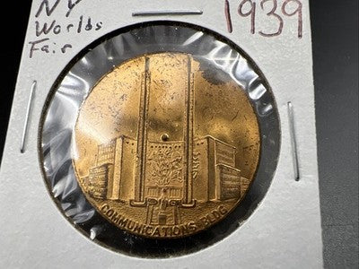1939 New York World's Fair Communications Building Medal UNC Some Toning