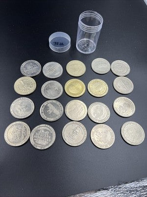 Lot of 20 $1 Casino Dollar Gaming Tokens Metal Circulated Conditions SKU#7536