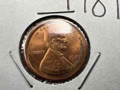 1989 P 1c Lincoln Memorial Cent Centered Broadstrike Error Coin Choice BU UNC