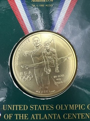 1995 Atlanta Olympics Gymnast Silver Dollar Coin in US Mint Olympic Pack