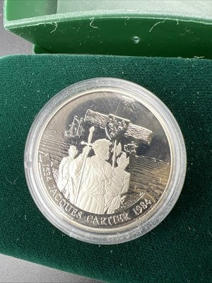 1984 Jacques Cartier Commemorative Nickel (Ni) Proof Dollar w/ Box