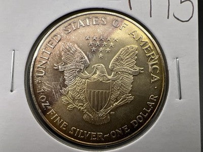 1995 1 Oz American Silver Eagle Coin Gem BU UNC Neat Toning Toner