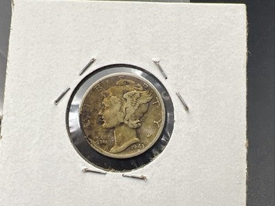 1943 S S/S 10c RPM Mercury Dime FS-501 Variety Fine Circ Nice toning