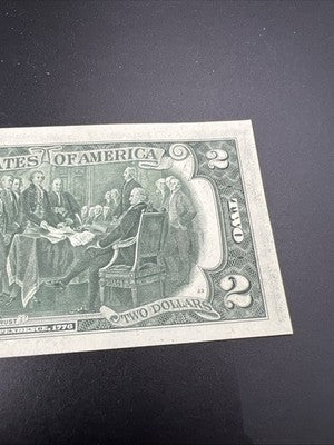 1976 $2 Two Dollar Bicentennial Bill Brookyln NY Postmarked (no Stamp) UNC #105