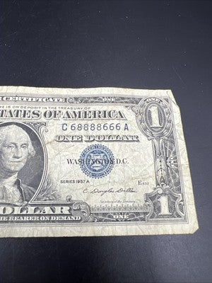 1957 A $1 One Dollar Silver Certificate G / VG Circ Serial #68888666