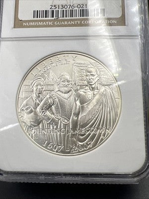 2007 P Jamestown Commemorative Silver Dollar Coin NGC MS70 Gem BU