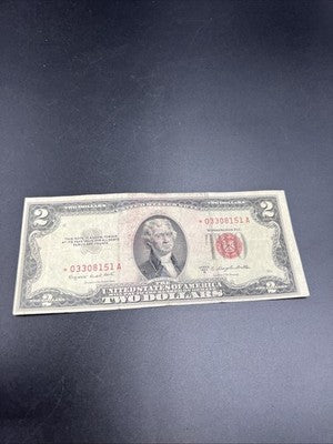 1953 B * Star $2 Two Dollar USN Red Seal Good / VG Circ #151