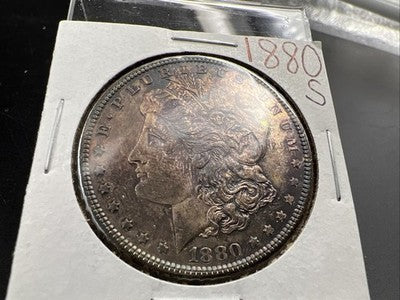 1880 S $1 Morgan Silver Dollar Coin BU Unc Nice Toning Obverse