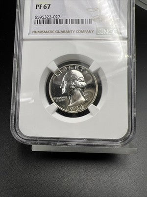 1954 P 25c Washington Silver Quarter Coin PF67 Gem Proof Certified #027 NGC