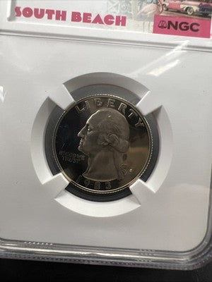 1983 S 25c Washington Clad Proof Quarter Coin PF68 UCAM #47 NGC South Beach Slab
