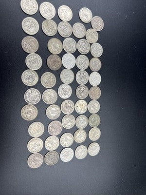 50 Coin Barber 90% Silver Dime Roll G-VG Good Circ Conditions SK#g