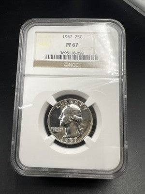 1957 25c Washington Silver Quarter Proof Coin NGC PF67 #058