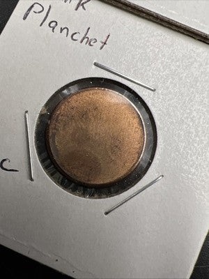 Error Collector's Lot 1964 10c Roosevelt Silver Dime & Blank Cent Planchet UNC