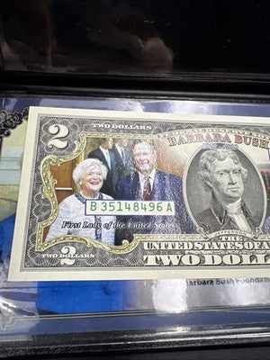 Barbara Bush Colorized 2013 2 Two Dollar Federal Reserve Note Unc #87
